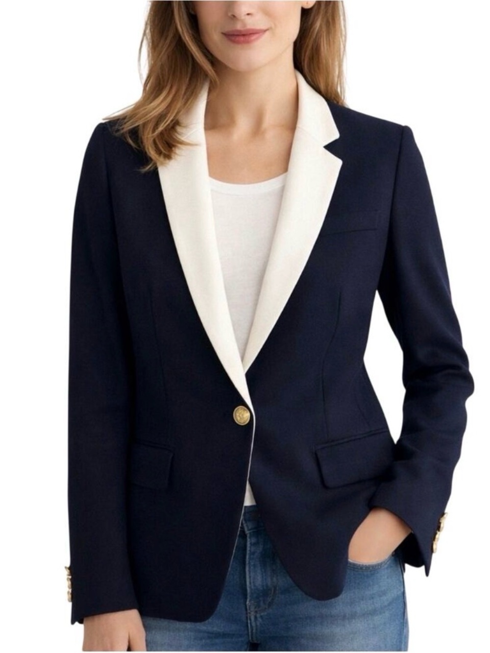 J. Crew NEW Regent Navy Wool Blazer Jacket Size 8T